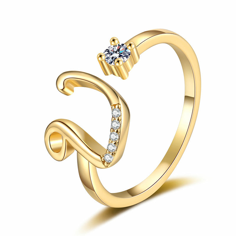 Anello regolabile con iniziale brillante per donna