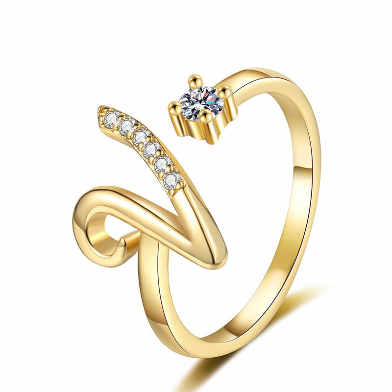 Anello regolabile con iniziale brillante per donna