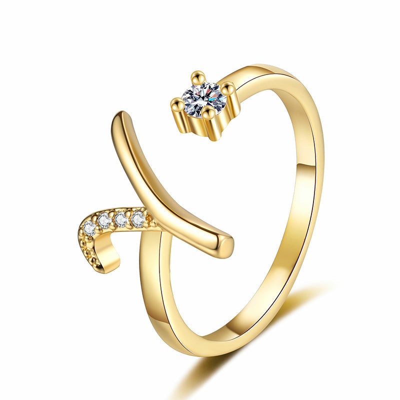 Anello regolabile con iniziale brillante per donna