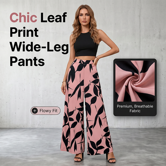 Pantaloni a Gamba Larga con Stampa e Vita Alta da Donna