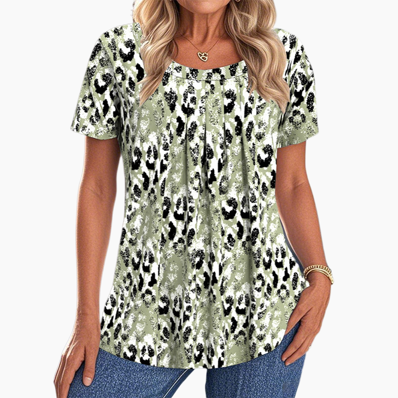 💥【OFFERTA LIMITATA -50%】🔥Top stampato oversize a girocollo | Vestibilità comoda | Antipiega e traspirante | Motivo artistico unico | Verde/Viola/Blu, taglie dalla S alla 3XL