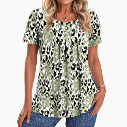 💥【OFFERTA LIMITATA -50%】🔥Top stampato oversize a girocollo | Vestibilità comoda | Antipiega e traspirante | Motivo artistico unico | Verde/Viola/Blu, taglie dalla S alla 3XL