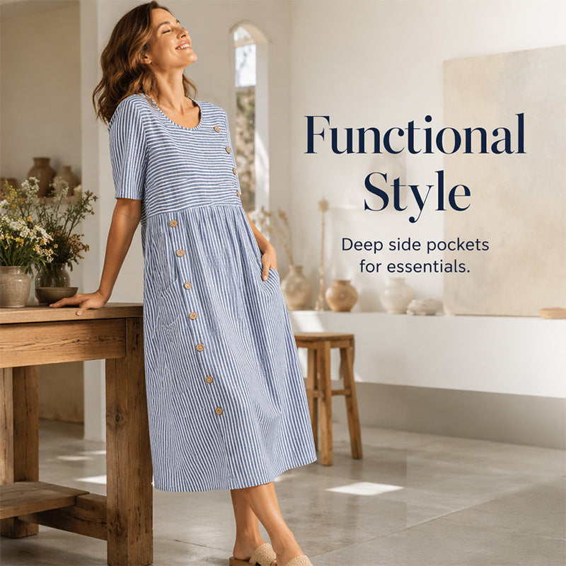 🎉  Abito casual da donna a righe con vestibilità comoda