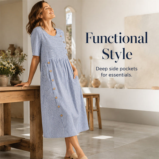 🎉  Abito casual da donna a righe con vestibilità comoda