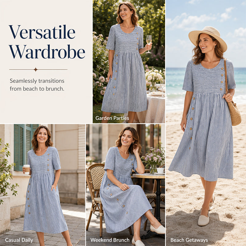 🎉  Abito casual da donna a righe con vestibilità comoda