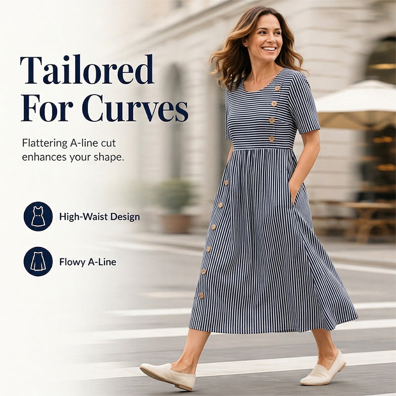 🎉  Abito casual da donna a righe con vestibilità comoda