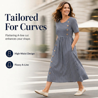🎉  Abito casual da donna a righe con vestibilità comoda