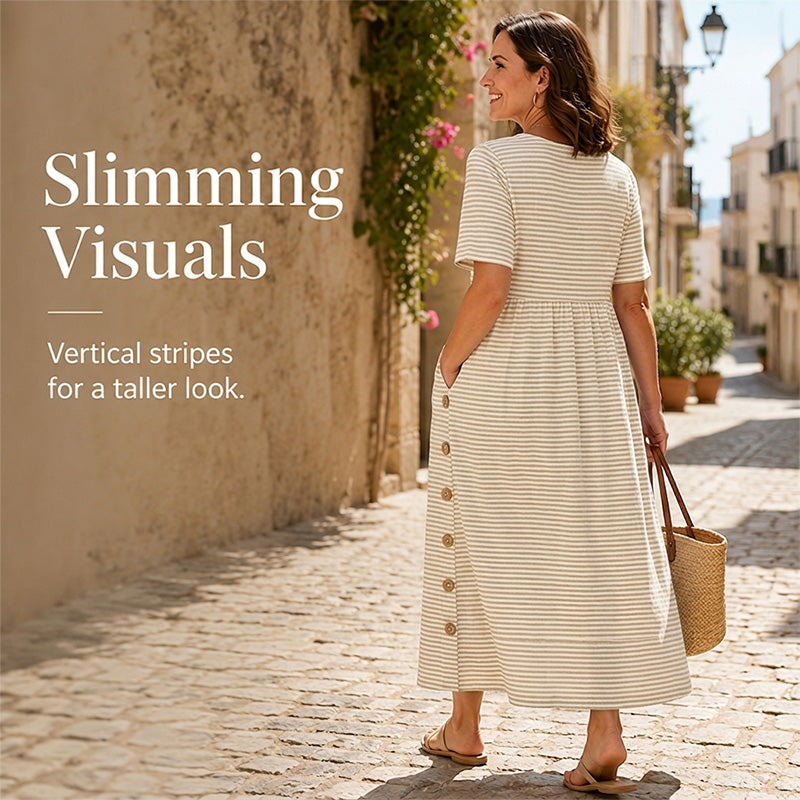 🎉  Abito casual da donna a righe con vestibilità comoda