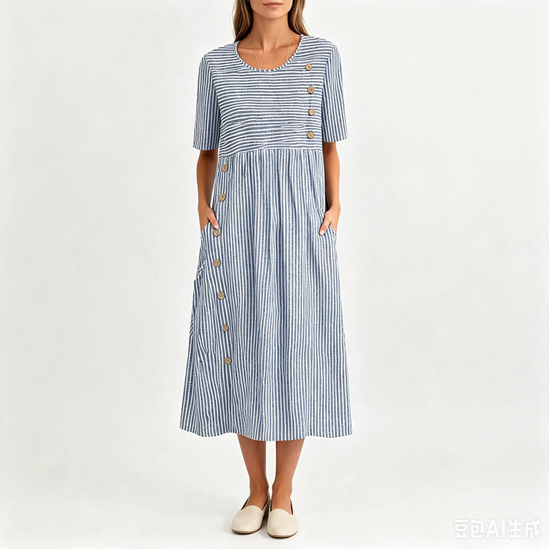 🎉  Abito casual da donna a righe con vestibilità comoda