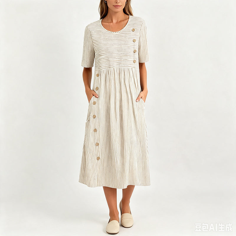 🎉  Abito casual da donna a righe con vestibilità comoda