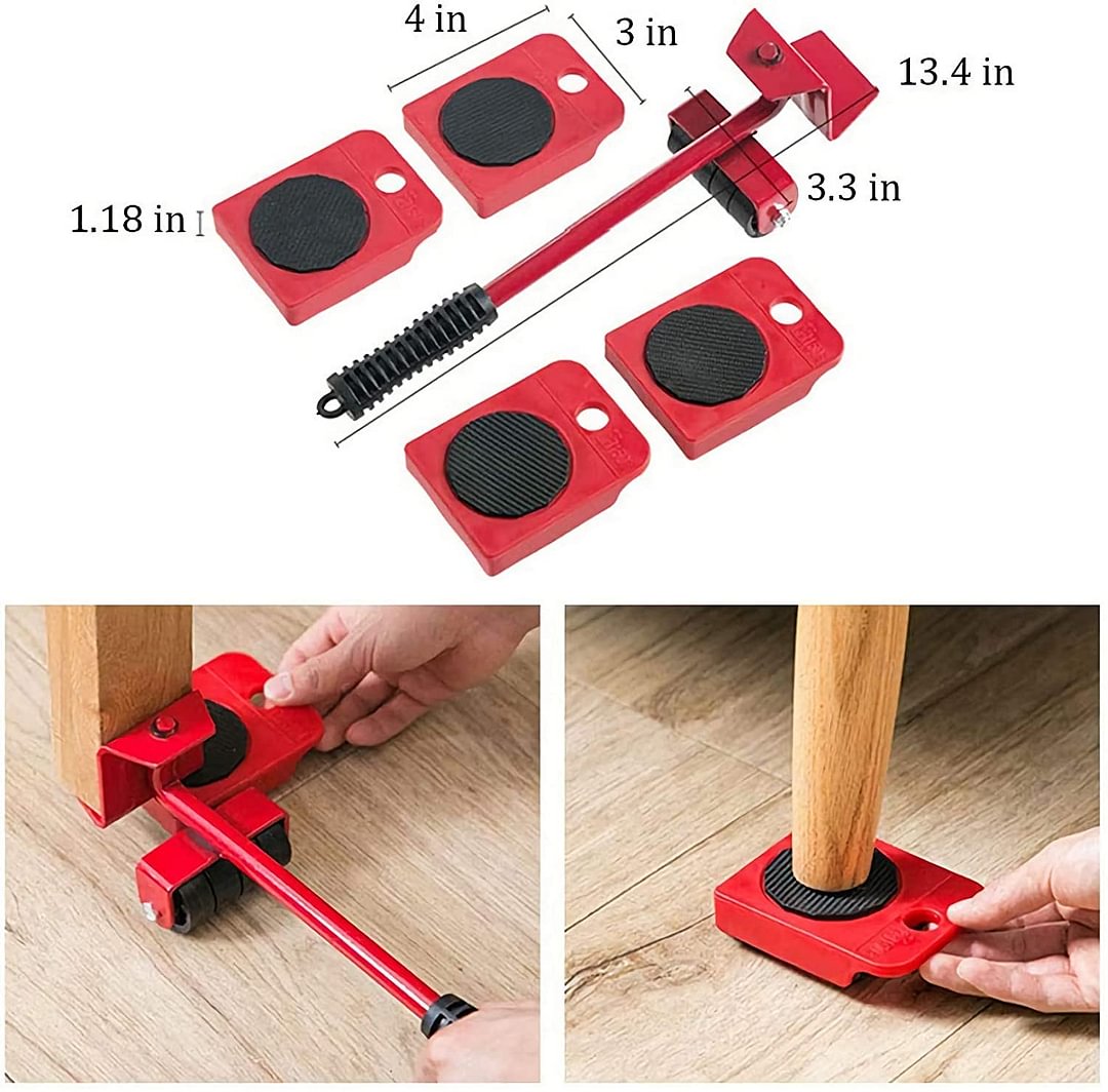 🛋️ Kit Sposta Mobili Pesanti con Leva e Rulli ✨ | Ruote Girevoli a 360° con Portata Fino a 360kg | Sposta Divani ed Elettrodomestici da Solo 🦾
