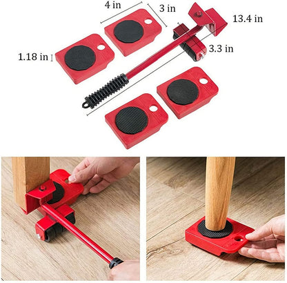 🛋️ Kit Sposta Mobili Pesanti con Leva e Rulli ✨ | Ruote Girevoli a 360° con Portata Fino a 360kg | Sposta Divani ed Elettrodomestici da Solo 🦾