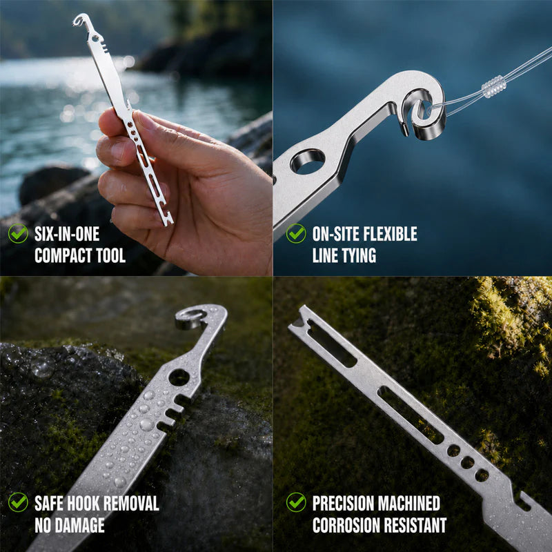 Multiutensile da pesca 6-in-1 in acciaio inossidabile, slamatore e annodatore