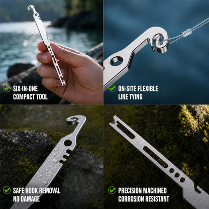 Multiutensile da pesca 6-in-1 in acciaio inossidabile, slamatore e annodatore