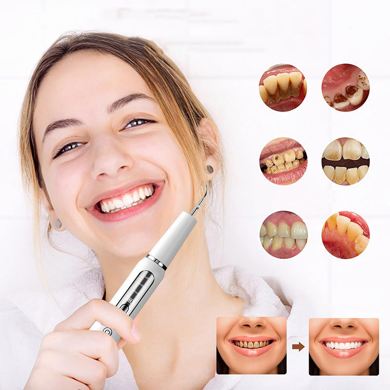 Kit Pulizia Denti Professionale a Casa - Rimuovi Placca e Tartaro Elettrico con Luce LED, 5 Modalità Regolabili, Ricaricabile USB con Testine di Ricambio e Strumenti per Igiene Orale