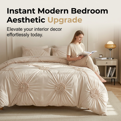 📢📢Sconto del 50%!! ⏰🎁 Elegante set di biancheria da letto con raffinato motivo a pieghe: comfort di classe per la tua camera da letto🛏️✨