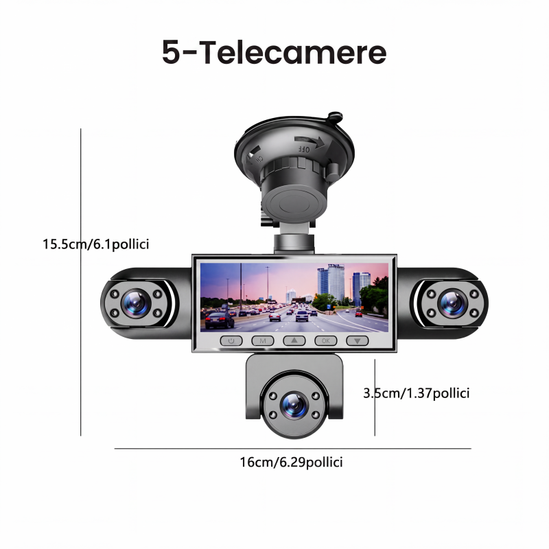 🚗Dash cam multi-obiettivo HD 1080P con visione notturna