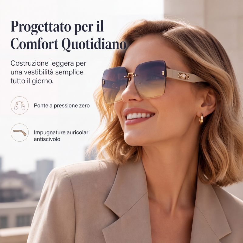 Occhiali da sole quadrati senza montatura per donna
