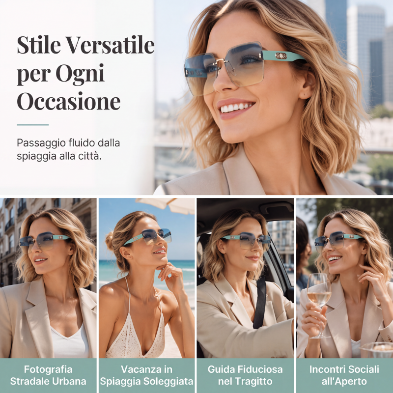 Occhiali da sole quadrati senza montatura per donna