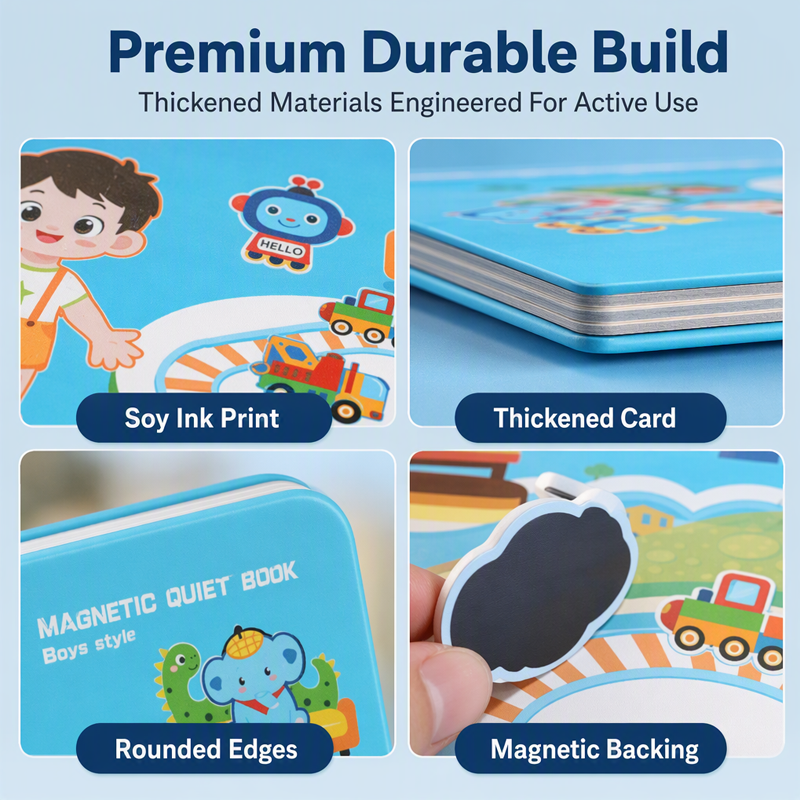 Libro Magnetico Pieghevole per Bambini con Puzzle a Scene - Giocattolo Educativo per Maschi e Femmine