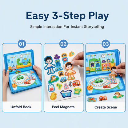 Libro Magnetico Pieghevole per Bambini con Puzzle a Scene - Giocattolo Educativo per Maschi e Femmine