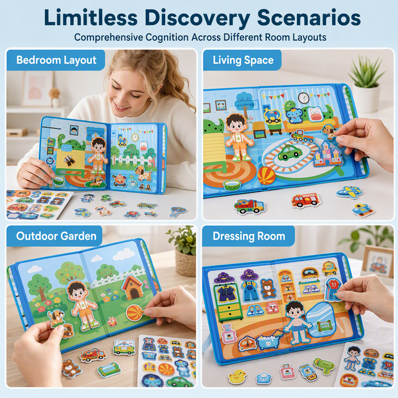 Libro Magnetico Pieghevole per Bambini con Puzzle a Scene - Giocattolo Educativo per Maschi e Femmine