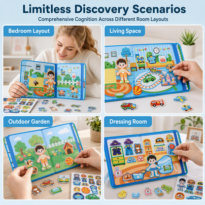 Libro Magnetico Pieghevole per Bambini con Puzzle a Scene - Giocattolo Educativo per Maschi e Femmine