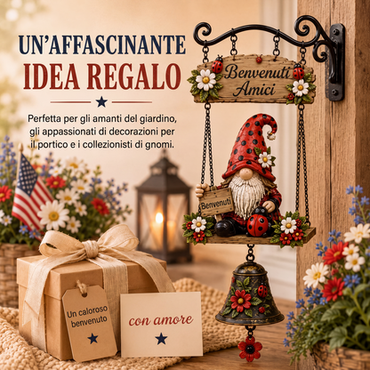 🔔🧙‍♂️ SCONTO DEL 50%! Campanello da esterno con gnomo – Affascinante statuetta di gnomo con campanellino melodioso. Realizzato in resistente lega di zinco, resistente alle intemperie e facile da appendere: un benvenuto stravagante per ogni ospite! 🏠✨