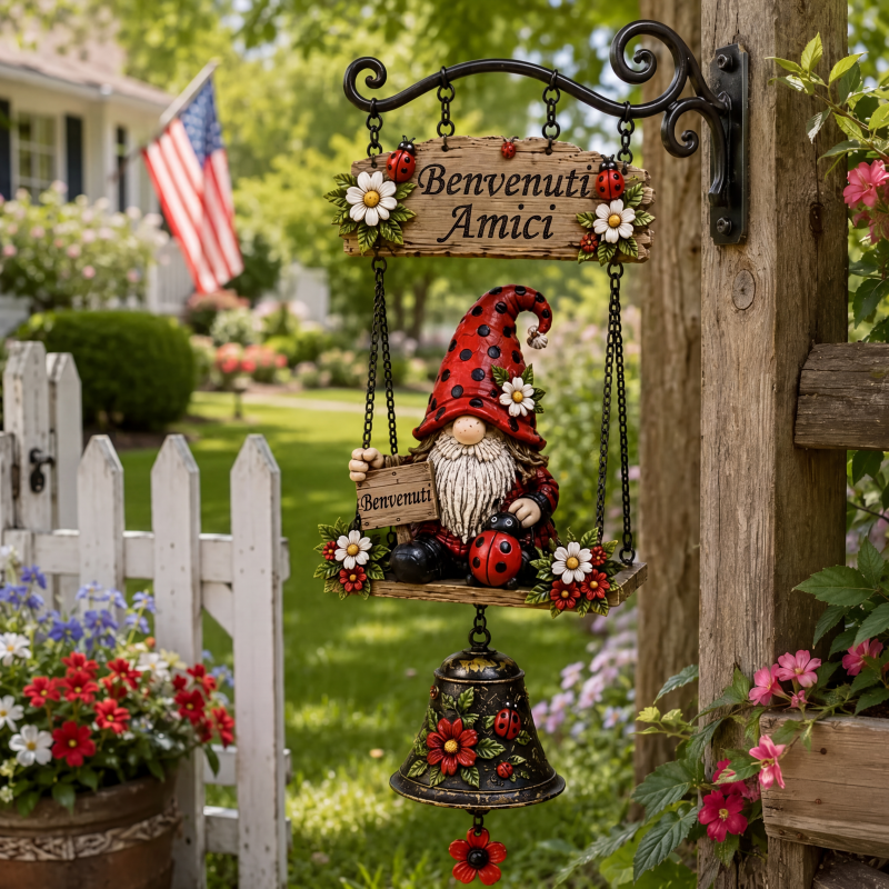 🔔🧙‍♂️ SCONTO DEL 50%! Campanello da esterno con gnomo – Affascinante statuetta di gnomo con campanellino melodioso. Realizzato in resistente lega di zinco, resistente alle intemperie e facile da appendere: un benvenuto stravagante per ogni ospite! 🏠✨