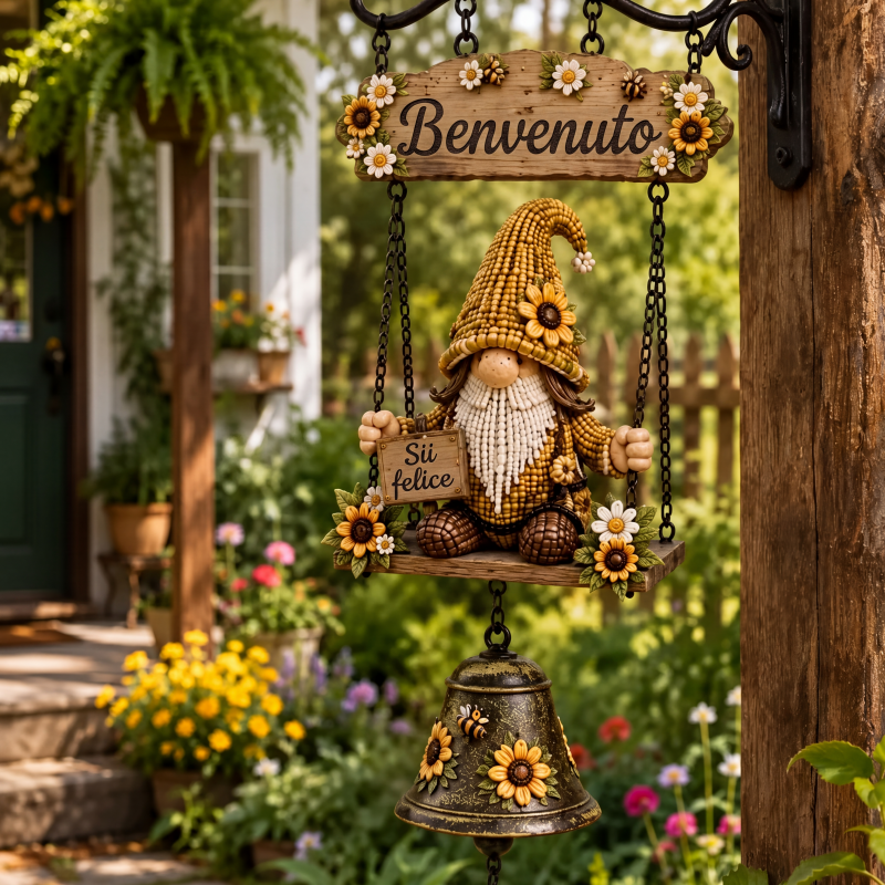 🔔🧙‍♂️ SCONTO DEL 50%! Campanello da esterno con gnomo – Affascinante statuetta di gnomo con campanellino melodioso. Realizzato in resistente lega di zinco, resistente alle intemperie e facile da appendere: un benvenuto stravagante per ogni ospite! 🏠✨