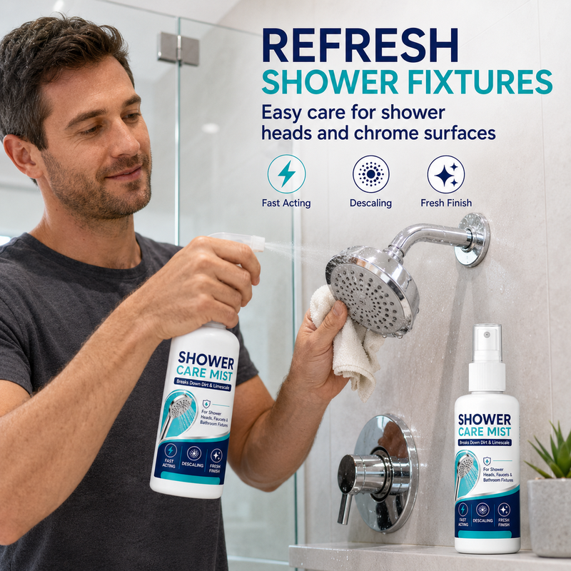 Spray anticalcare per doccia 🚿🛁💧 Rimuove depositi di calcare su rubinetti e soffioni, formato compatto da 50ml, basta spruzzare e lasciare agire per ridurre il lavoro di pulizia e mantenere gli accessori del bagno luminosi.
