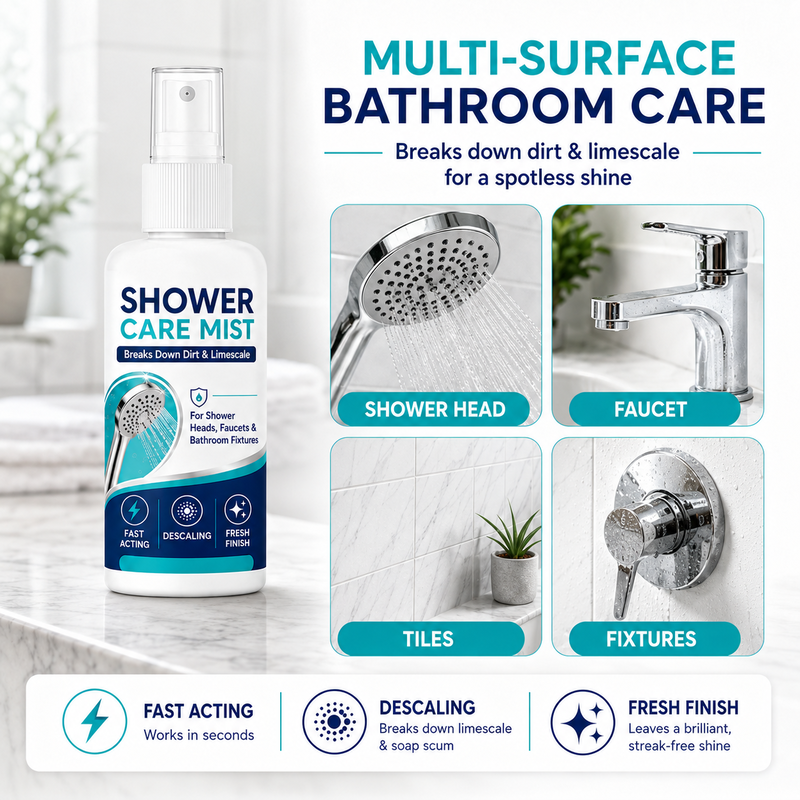 Spray anticalcare per doccia 🚿🛁💧 Rimuove depositi di calcare su rubinetti e soffioni, formato compatto da 50ml, basta spruzzare e lasciare agire per ridurre il lavoro di pulizia e mantenere gli accessori del bagno luminosi.