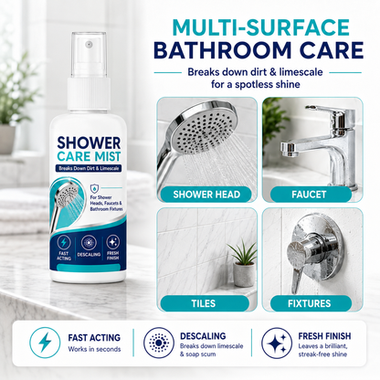 Spray anticalcare per doccia 🚿🛁💧 Rimuove depositi di calcare su rubinetti e soffioni, formato compatto da 50ml, basta spruzzare e lasciare agire per ridurre il lavoro di pulizia e mantenere gli accessori del bagno luminosi.