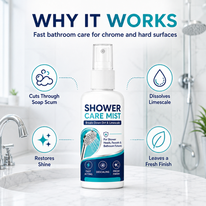 Spray anticalcare per doccia 🚿🛁💧 Rimuove depositi di calcare su rubinetti e soffioni, formato compatto da 50ml, basta spruzzare e lasciare agire per ridurre il lavoro di pulizia e mantenere gli accessori del bagno luminosi.