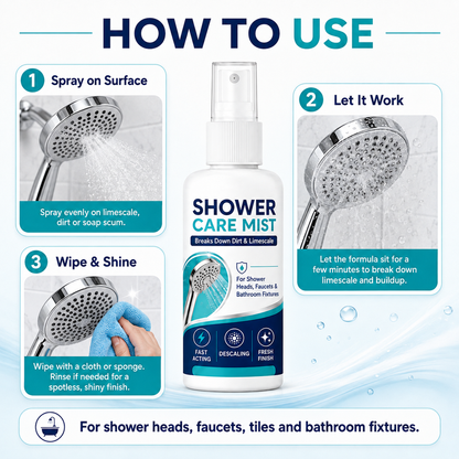 Spray anticalcare per doccia 🚿🛁💧 Rimuove depositi di calcare su rubinetti e soffioni, formato compatto da 50ml, basta spruzzare e lasciare agire per ridurre il lavoro di pulizia e mantenere gli accessori del bagno luminosi.