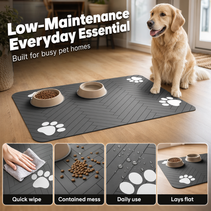 🐾Tappetino per Ciotole in Diatomea per Cani & Gatti – Antiscivolo, Assorbente, Facile da Pulire, 4 Misure (20x30-50x60cm), 17 Design – Protegge il Pavimento da Schizzi & Briciole 🍽️💧