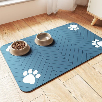🐾Tappetino per Ciotole in Diatomea per Cani & Gatti – Antiscivolo, Assorbente, Facile da Pulire, 4 Misure (20x30-50x60cm), 17 Design – Protegge il Pavimento da Schizzi & Briciole 🍽️💧