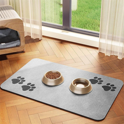 🐾Tappetino per Ciotole in Diatomea per Cani & Gatti – Antiscivolo, Assorbente, Facile da Pulire, 4 Misure (20x30-50x60cm), 17 Design – Protegge il Pavimento da Schizzi & Briciole 🍽️💧
