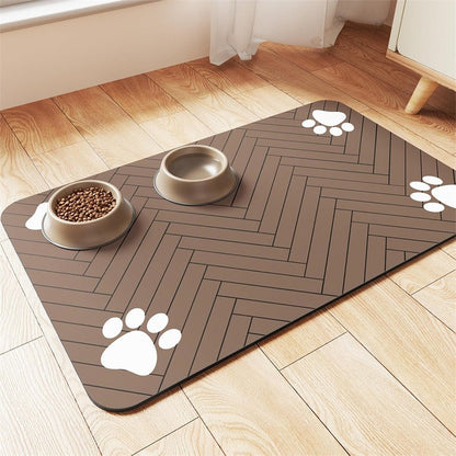 🐾Tappetino per Ciotole in Diatomea per Cani & Gatti – Antiscivolo, Assorbente, Facile da Pulire, 4 Misure (20x30-50x60cm), 17 Design – Protegge il Pavimento da Schizzi & Briciole 🍽️💧