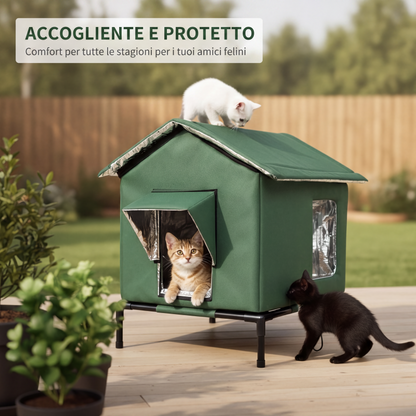 Casetta per gatti da esterno rialzata ❄️🐈🌧️