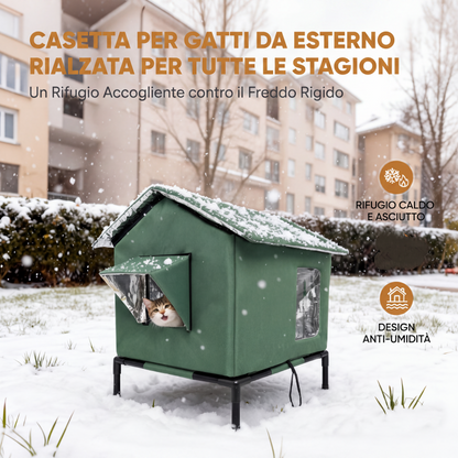 Casetta per gatti da esterno rialzata ❄️🐈🌧️