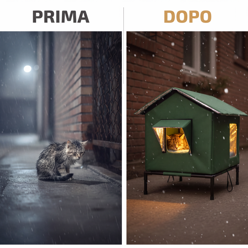 Casetta per gatti da esterno rialzata ❄️🐈🌧️