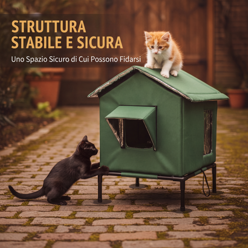 Casetta per gatti da esterno rialzata ❄️🐈🌧️