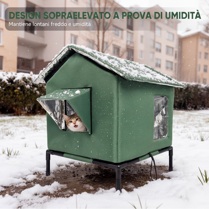 Casetta per gatti da esterno rialzata ❄️🐈🌧️