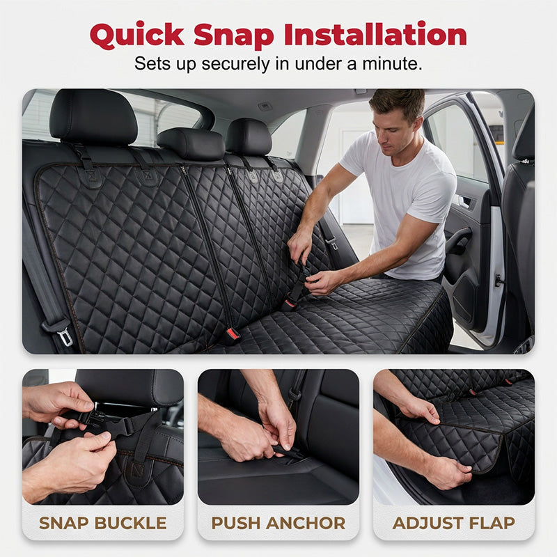 🐶Copertura Auto Impermeabile per Cani 💧🤐📏 Copertura realizzata in tessuto Oxford impermeabile con strato EPE, dotata di cerniera divisoria e dimensioni 34×35×8 cm, protegge la tappezzeria dell’auto da fango e liquidi durante gli spostamenti con il cane.