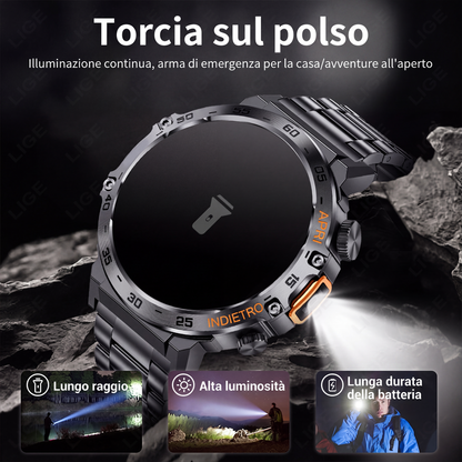 Smartwatch outdoor multifunzionale per attività sportive e fitness