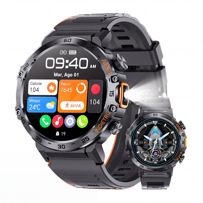 Smartwatch outdoor multifunzionale per attività sportive e fitness