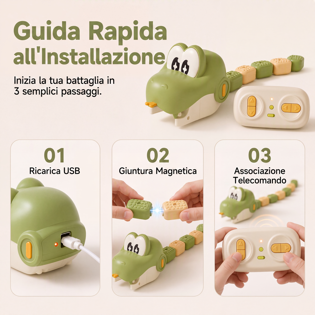🔥 2026 Best-Seller + 50K+ Venduti – -50% Oggi: Serpente RC da Combattimento con Coda Magnetica Allungabile – Gioco fisico senza schermo, si possono organizzare divertenti sfide senza schermi che riuniscono tutti i membri della famiglia nel soggiorno.
