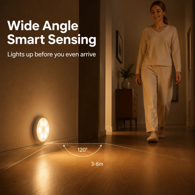 Luce Notturna a Sensore di Movimento 🌙🔋🏡 Luce morbida ricaricabile senza fili con sensore di movimento, si accende automaticamente nel buio e illumina il percorso notturno senza abbagliare gli occhi e disturbare il riposo.
