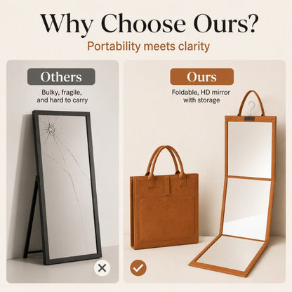 🔥 -50% Oggi: Specchio a Figura Intera Pieghevole Portatile – Leggero, riflesso chiaro e salvaspazio. Perfetto per camera da letto, appartamento e viaggi.